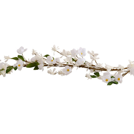 Ghirlanda di fiori artificiali bianchi da 1,8 m