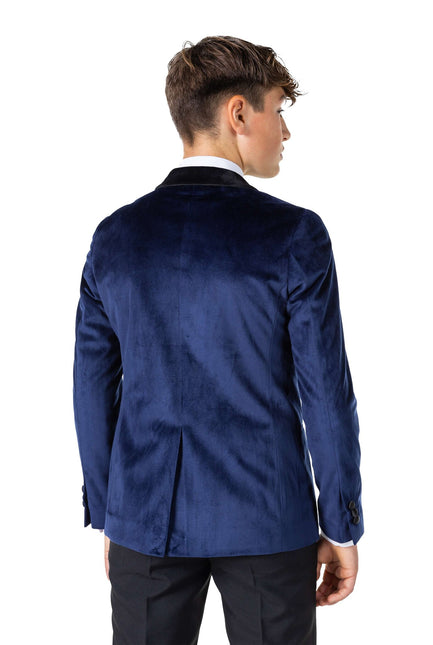 Blazer in velluto blu scuro da ragazzo <tc>OppoSuits</tc>
