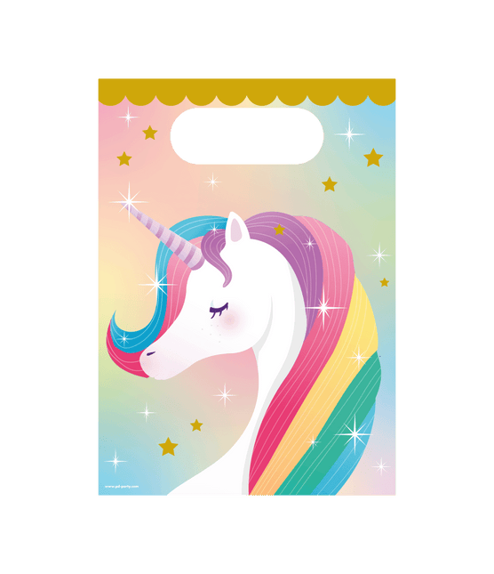 Sacchetti Unicorno colorati 6 pezzi
