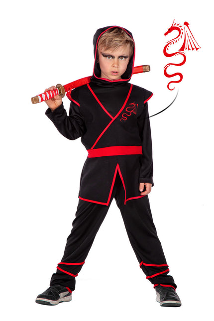 Costume da Ninja Rosso Nero Ragazzo