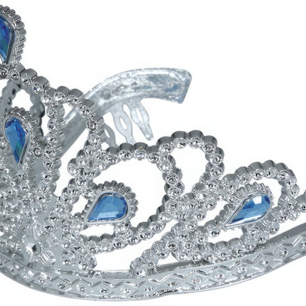 Tiara d'argento per bambina con diamanti blu