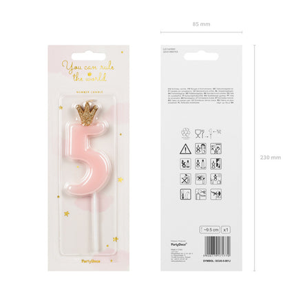 Candela 5 anni rosa chiaro 9,5 cm