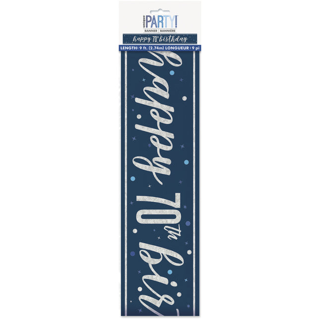 Striscione Buon Compleanno Blu 70 Anni 2,74m