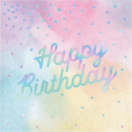 Tovaglioli di buon compleanno olografici 33cm 16pz