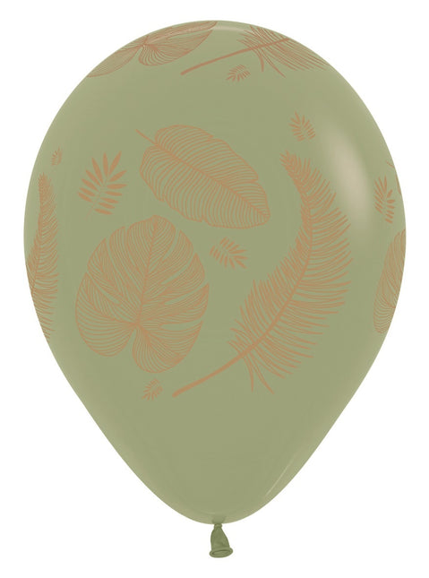 Palloncini Foglie Tropicali Mix Stampa Oro 30cm 25pz