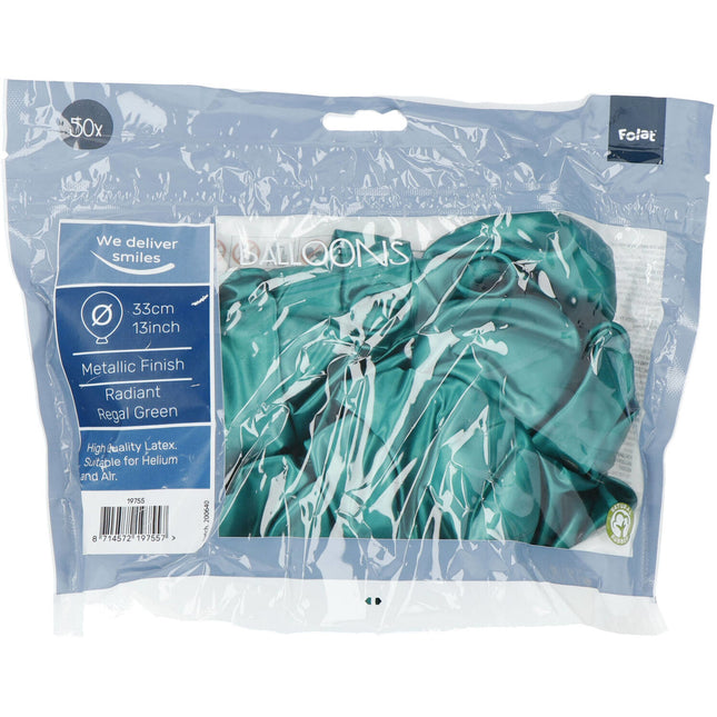 Palloncini verdi Metallic Regal Green 33cm 50pz