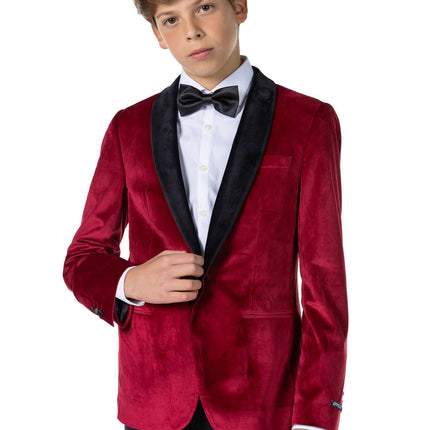 Blazer in velluto rosso bordeaux da ragazzo <tc>OppoSuits</tc>