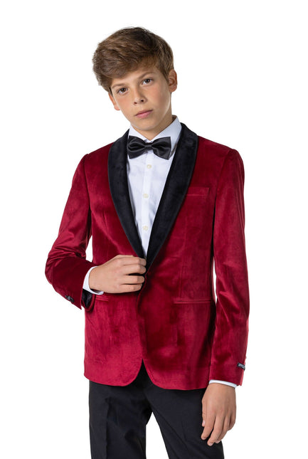 Blazer in velluto rosso bordeaux da ragazzo <tc>OppoSuits</tc>