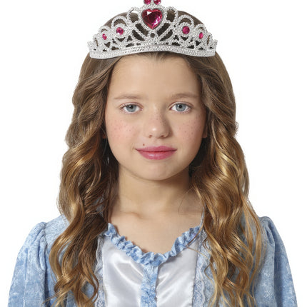 Tiara d'argento per bambina con diamanti blu