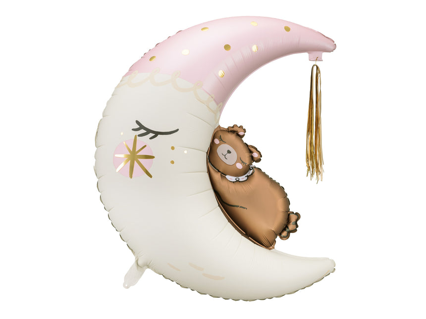 Palloncino ad elio mezza luna con orso vuoto 86 cm