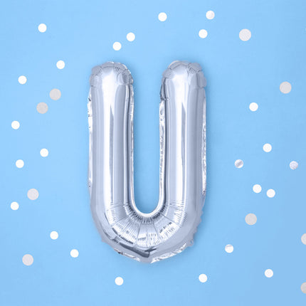 Palloncino in foil Lettera U Argento Vuoto 35cm