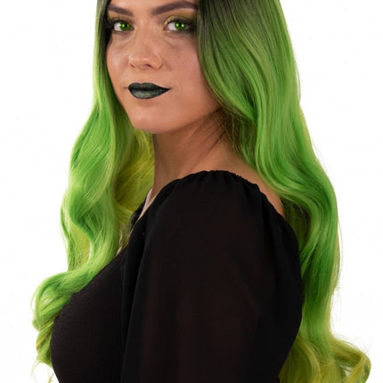 Parrucca Selena lunga con riccioli verde