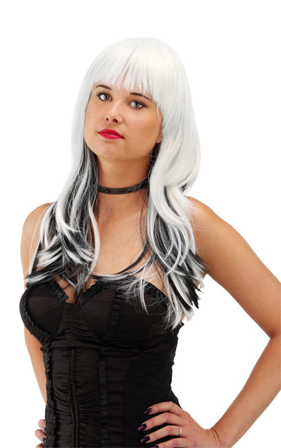 Parrucca Capelli Lunghi Nero Bianco