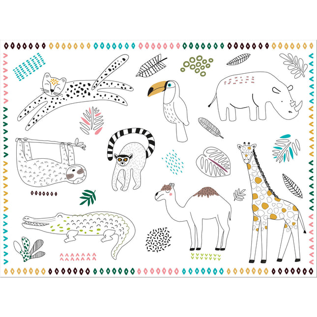 Tovagliette Animali della Giungla Piatto Colorato Zoo Party 6 pezzi