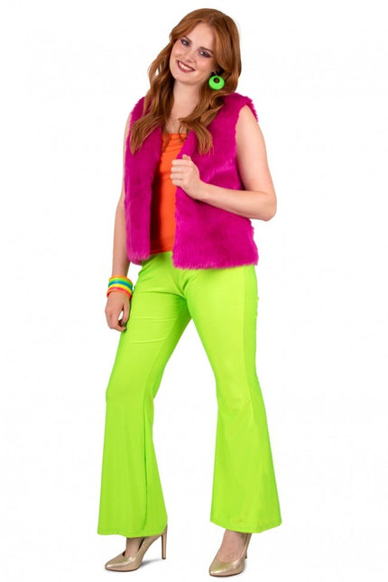 Pantaloni svasati verde neon