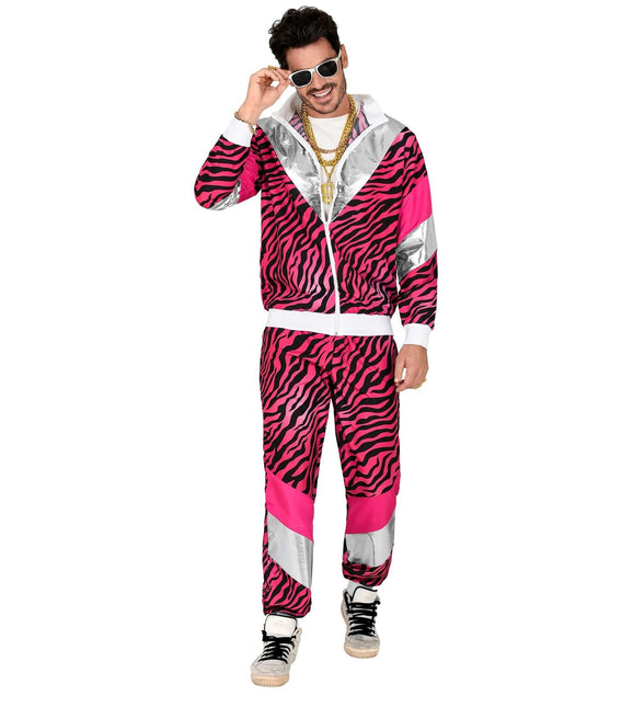 Neon 80S Tuta da ginnastica Fault Pink Tiger Print
