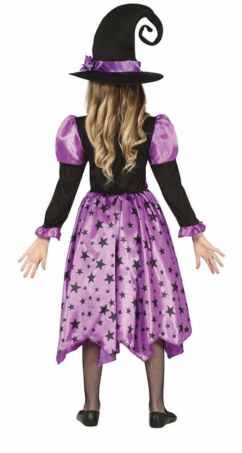 Costume da strega di Halloween per ragazza con stelle viola