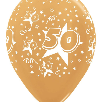 Palloncini Numero 50 Oro Metallizzato 30cm 25pz