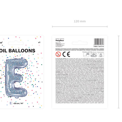 Palloncino in foil Lettera E Olografica Vuoto 35cm