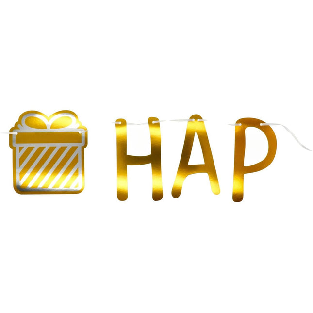 Ghirlanda di lettere di Buon Compleanno Oro 2m