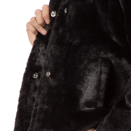 Cappotto di pelliccia blu nero da donna