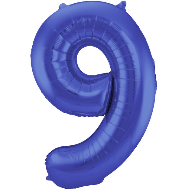 Palloncino Foil Figura 9 Blu Opaco XL 86cm vuoto