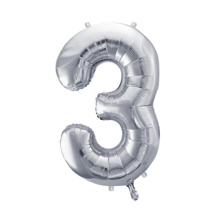 Palloncino a 3 anni con figura argento vuoto 72 cm