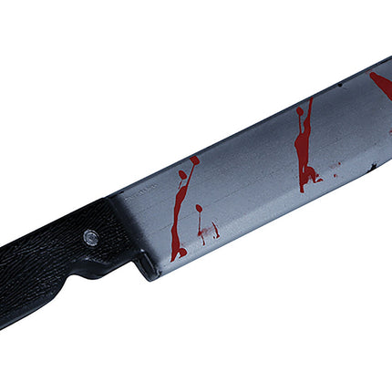 Machete finto di Halloween con sangue 45 cm