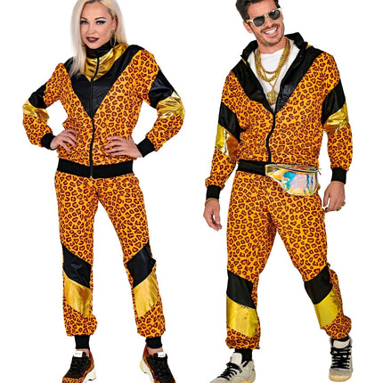 Tuta da ginnastica Neon 80S con stampa leopardata difettosa