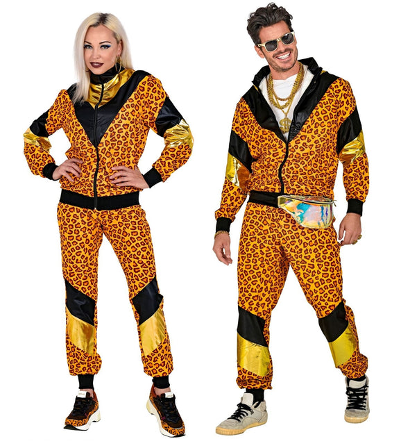 Tuta da ginnastica Neon 80S con stampa leopardata difettosa