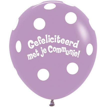 Palloncini Comunione a Pois Lilla 45cm 25pz