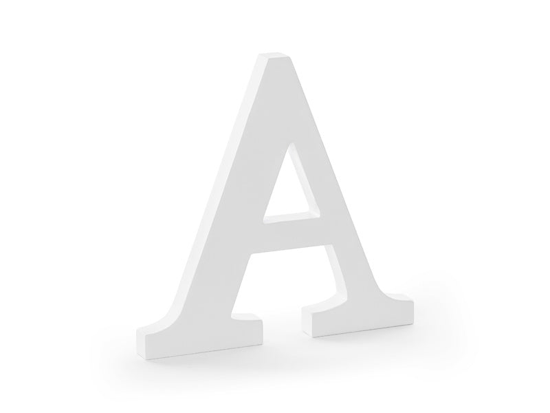 Lettera A bianca in legno 21,5 cm