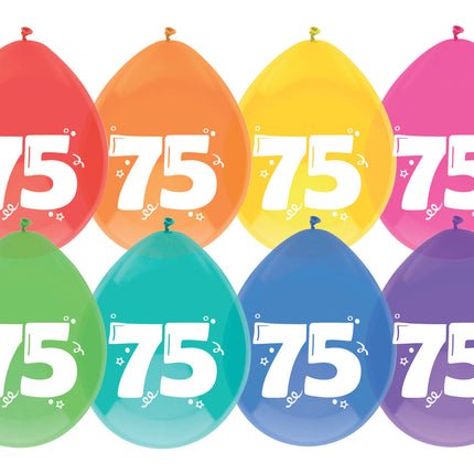 Palloncini 75 anni colorati 30cm 8pz