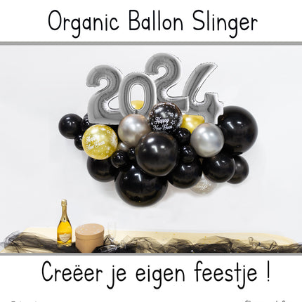 Kit di palloncini fai-da-te Capodanno argento organico
