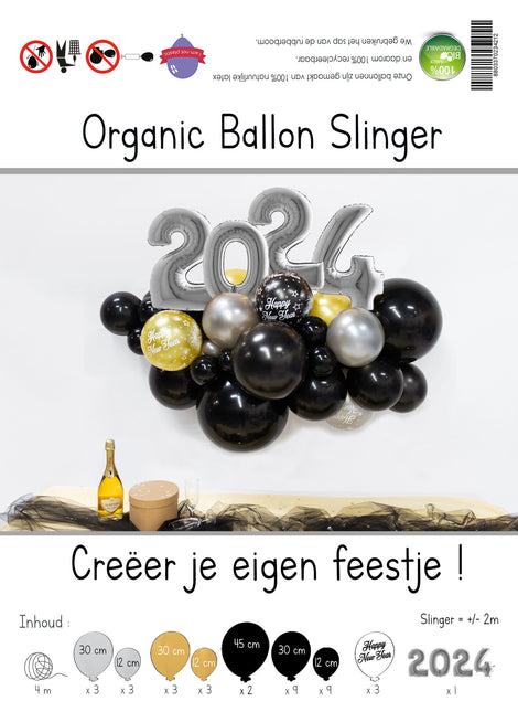 Kit di palloncini fai-da-te Capodanno argento organico