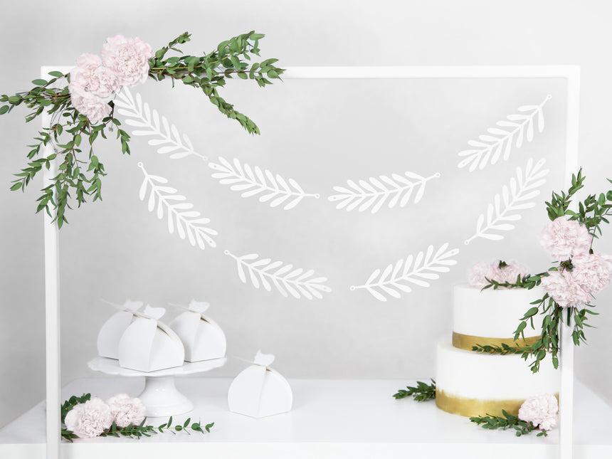 Foglie appese Decorazione bianca 1,8 m