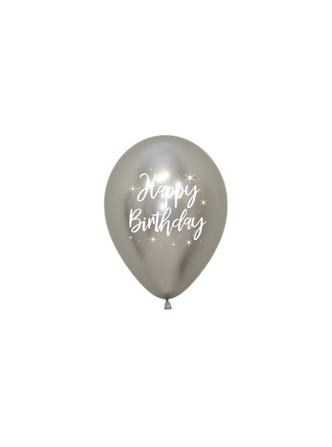 Palloncini Happy Birthday Radiant Reflex Mix 12cm 50pz