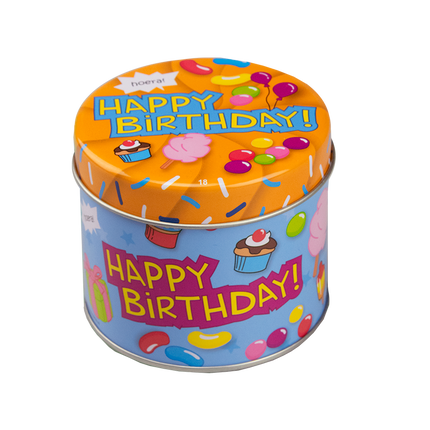 Barattolo di caramelle Happy Birthday 9cm
