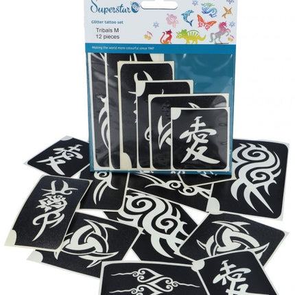 Stencil nero per tatuaggi tribali 12 pezzi