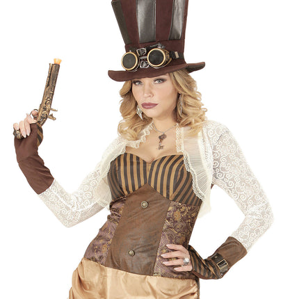 Cappello Steampunk alto con occhiali