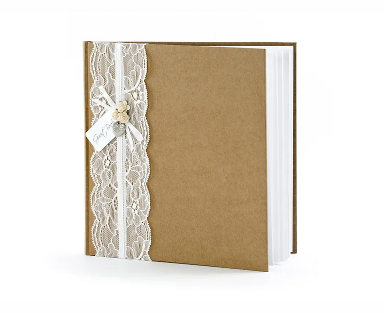 Libro degli ospiti in pizzo Kraft 20,5 cm