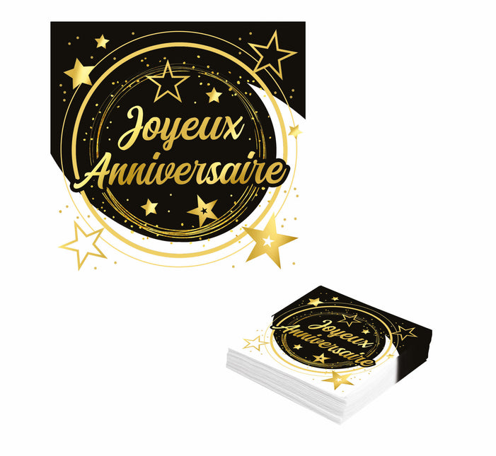 Tovaglioli Joyeux Anniversaire 33cm 12pz
