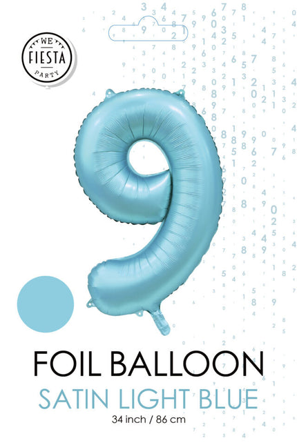 Palloncino figura azzurro 9 anni lucido 86 cm