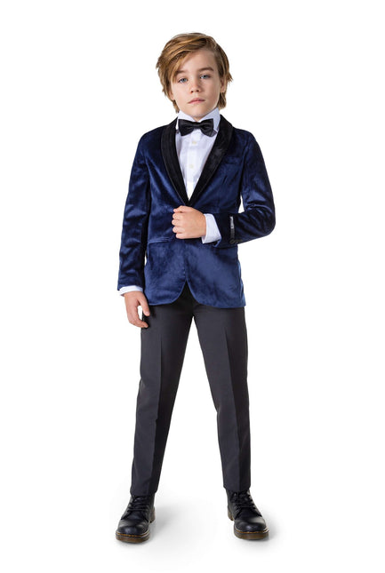 Blazer ragazzo in velluto blu scuro <tc>OppoSuits</tc>