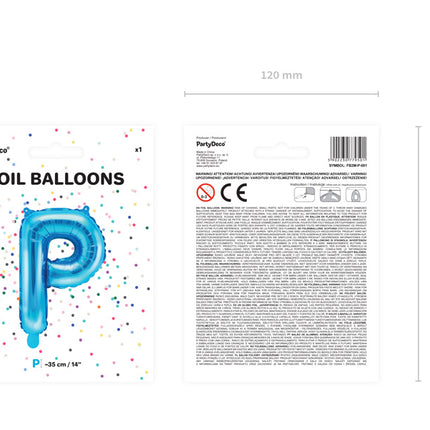 Palloncino in foil Lettera P Blu Vuoto 35cm