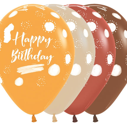 Palloncini Happy Birthday Terra Natural Mix 30cm 25pz