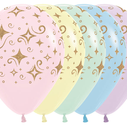 Palloncini Golden Diamonds Glitter Ink Mix 30cm 25pz