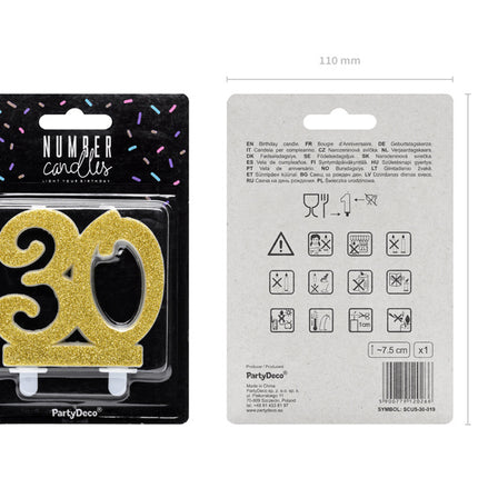 Candela 30 anni oro 7,5 cm