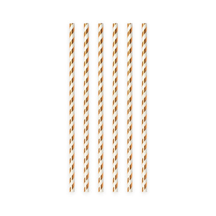 Cannucce di carta a righe oro rosa 19,7 cm 20 pezzi