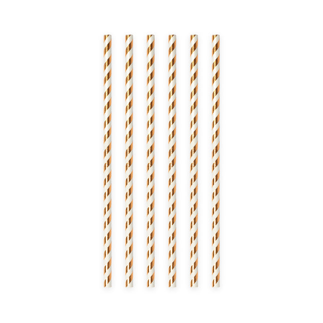 Cannucce di carta a righe oro rosa 19,7 cm 20 pezzi